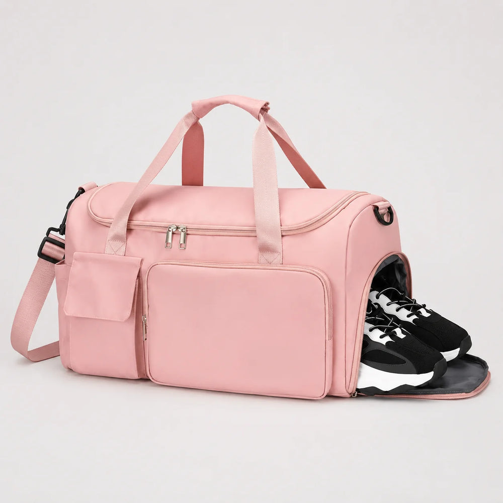 Borsa sportiva e da weekend rosa con scomparto per scarpe