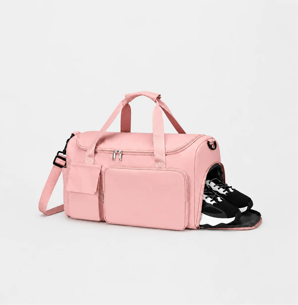 Borsa sportiva e da weekend rosa con scomparto per scarpe