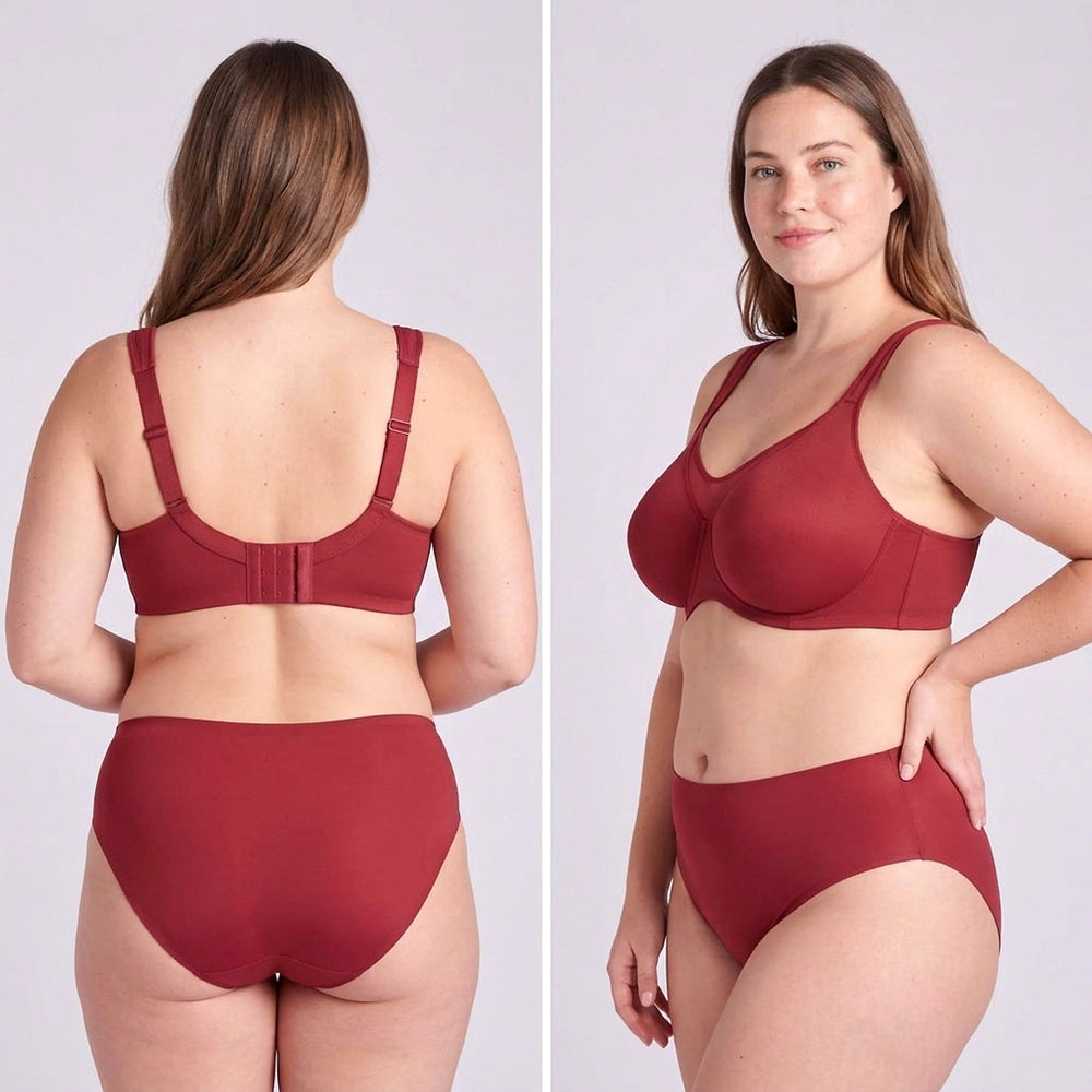 Lovelle Grace bordeaux visto da dietro e di lato, con slip coordinato