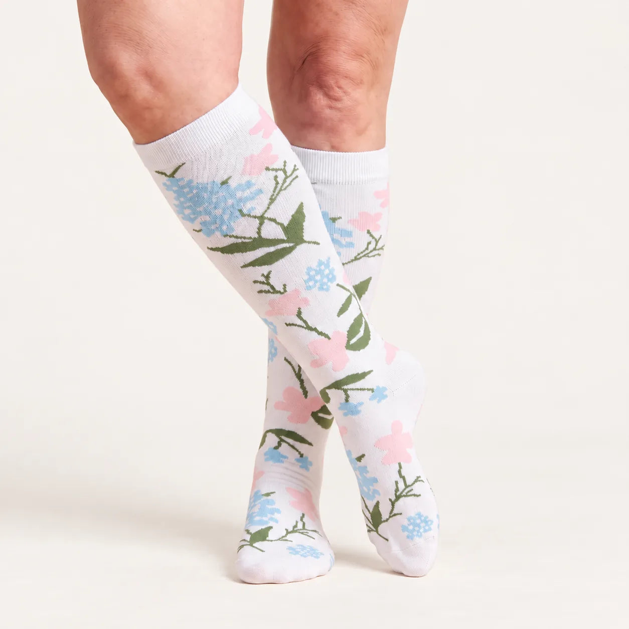 Calze a compressione Lovelle Lift nella fantasia Prato bianco