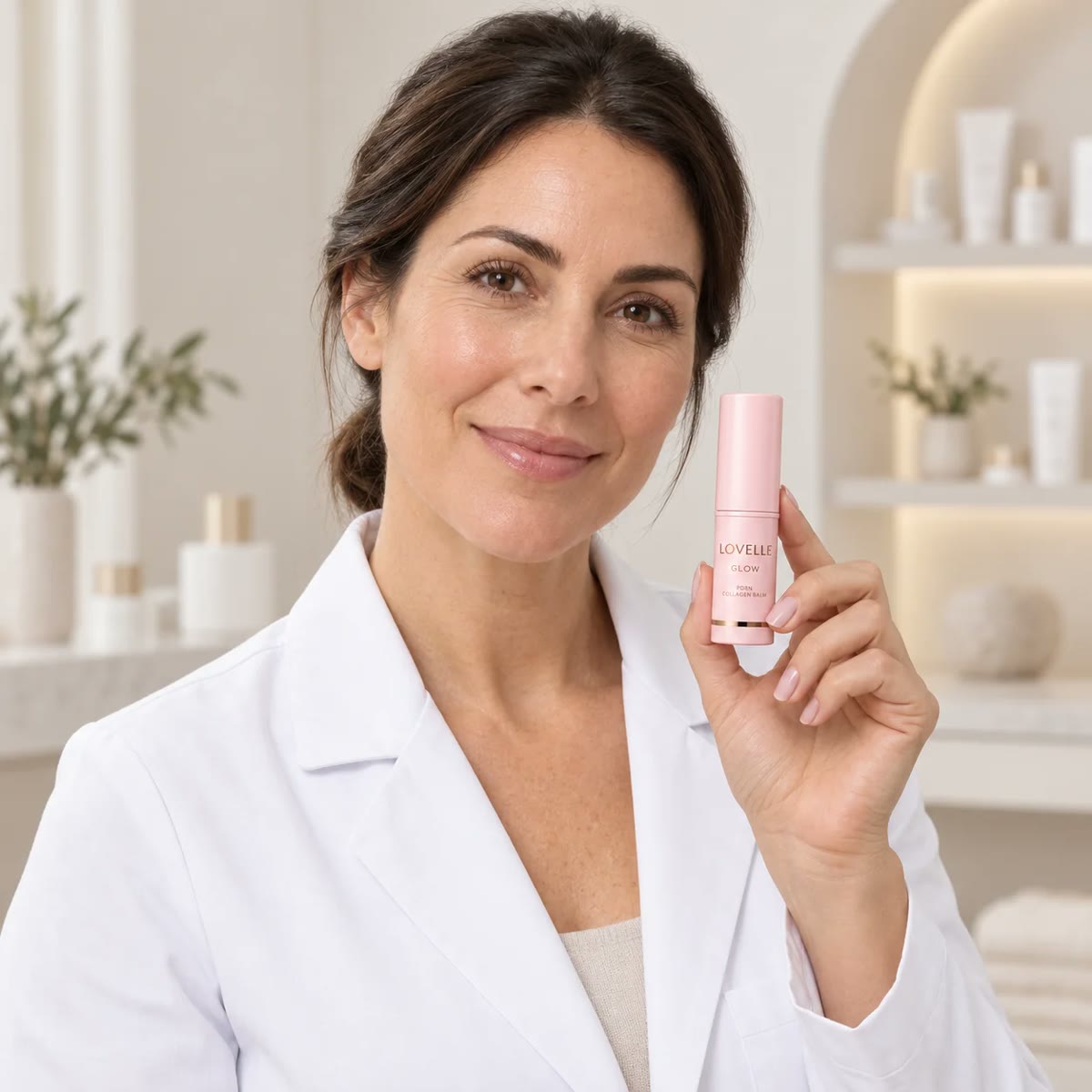 Estetista che mostra Lovelle Glow
